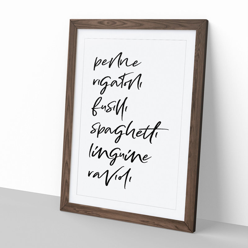 Pasta - Framed Print, 36cm H x 27cm W x 2cm D, Walnut Framed