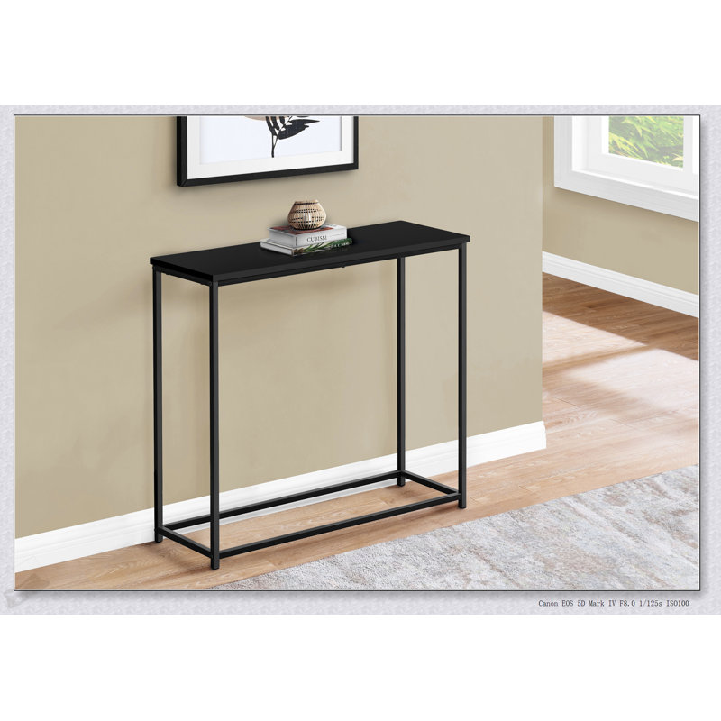 Console moderne moderne avec plateau en stratifié et structure en métal, parfaite pour le vestibule ou le canapé, Black