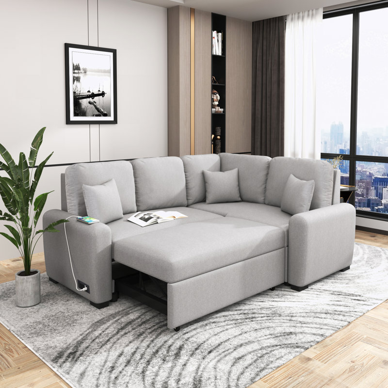 Canapé modulaire 3 pièces Harelda, Lin gris