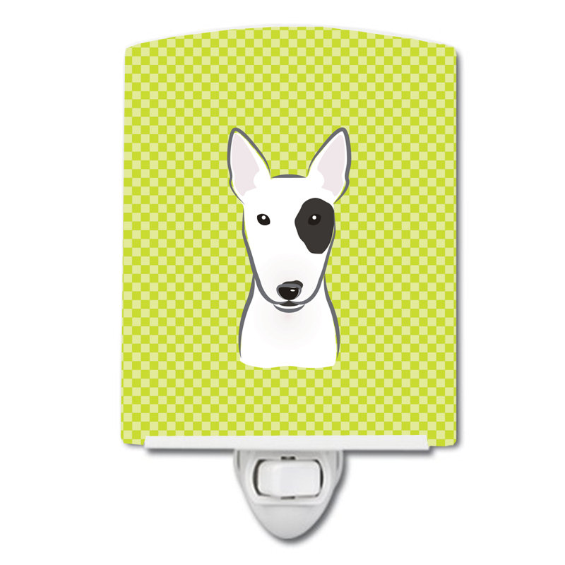 Éclairage de nuit en céramique damier de braque teckel, Vert lime, Bull-terrier