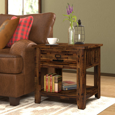 Anchia Solid Wood End Table with Storage
