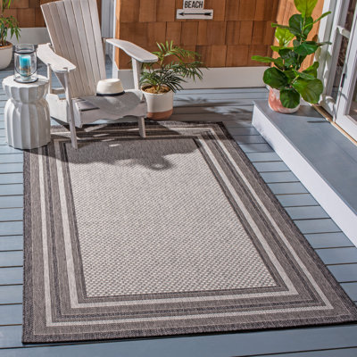 Hance Bordered Light Gray/Black Area Rug