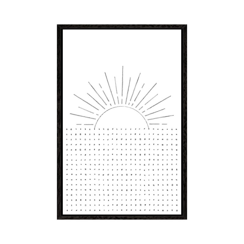 Line Art Sunset - Print on Canvas, 66.04cm H x 45.72cm W x 3.81cm D, Black Framed