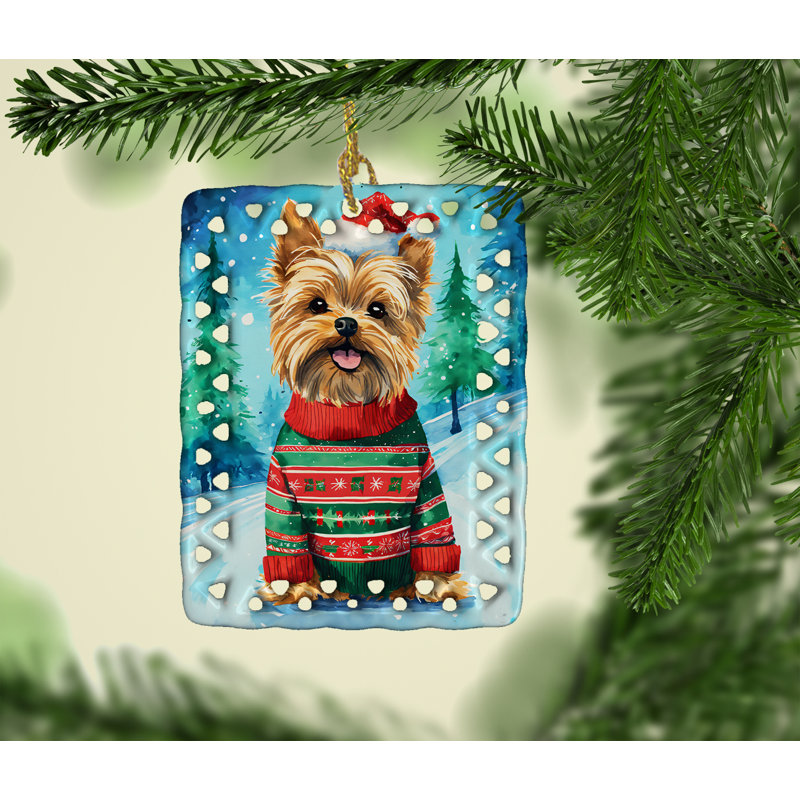 Ornement en porcelaine de Noël Yorkshire Terrier Yorkie, Yorkshire Terrier 3702