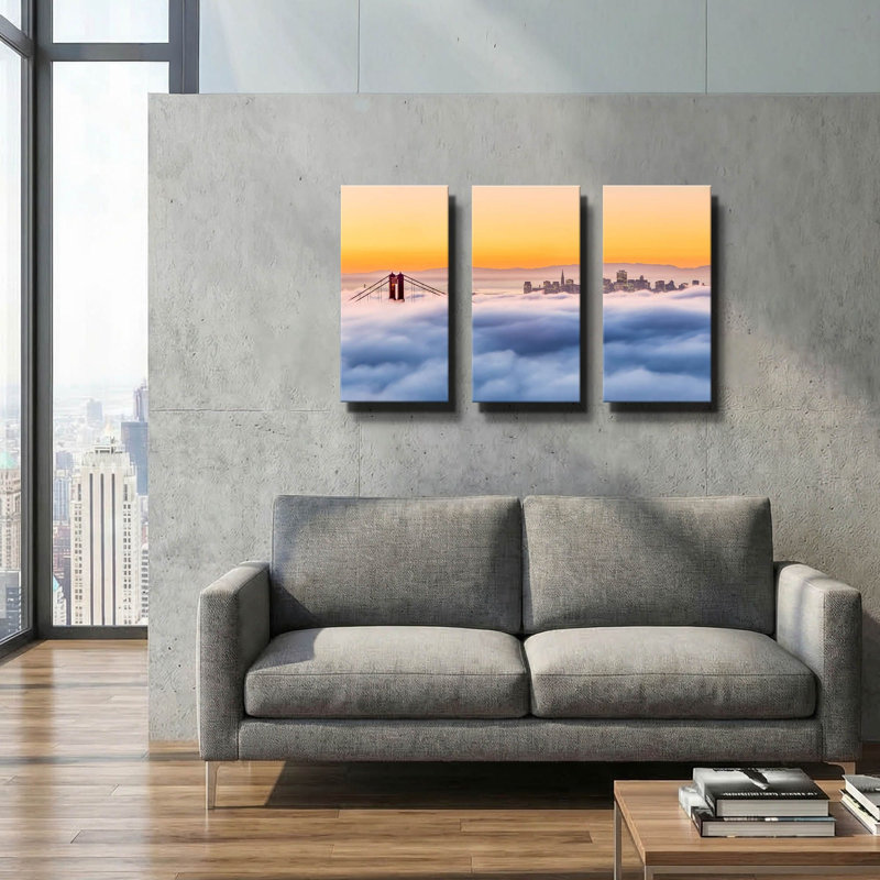 « Brouillard matinal » d'Ann Gordon, triptyque mural, 91,4 cm x 61 cm, 78 po x 34 po