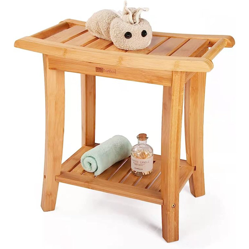 24'' W Bamboo Shower Bench, 18" H x 19" W x 10"D, Natural