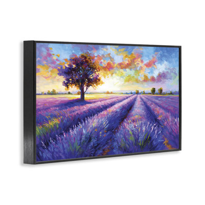 Lavender Field Landscape Sunset Giclee Art, design by Leon Devenice