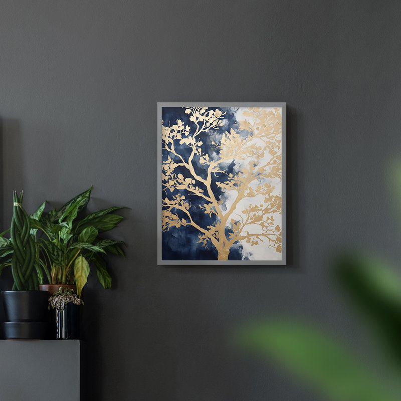 Paysages de la série CCxxiii - reproduction encadrée de qualité supérieure - prête à être accrochée - aucun clou requis, Gris