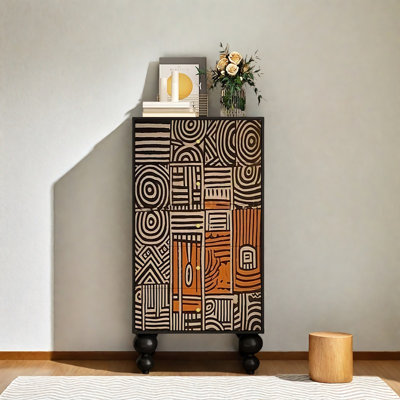 Commode d'appoint en bois de frêne à 5 tiroirs Black Line