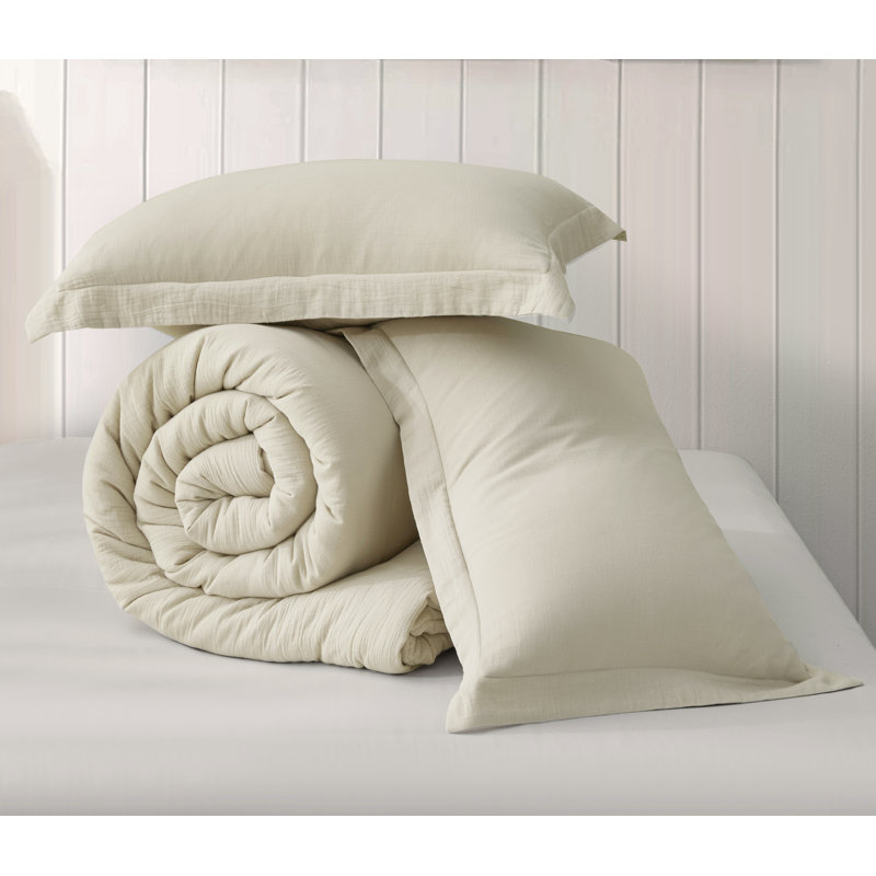 Breeze Cotton Gauze Comforter Bedding Set, Twin XL Comforter + 1 Standard Sham, Natural