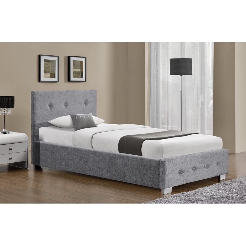 Casillas Upholstered Ottoman Storage Bed, Single (3'), Silver Chenille