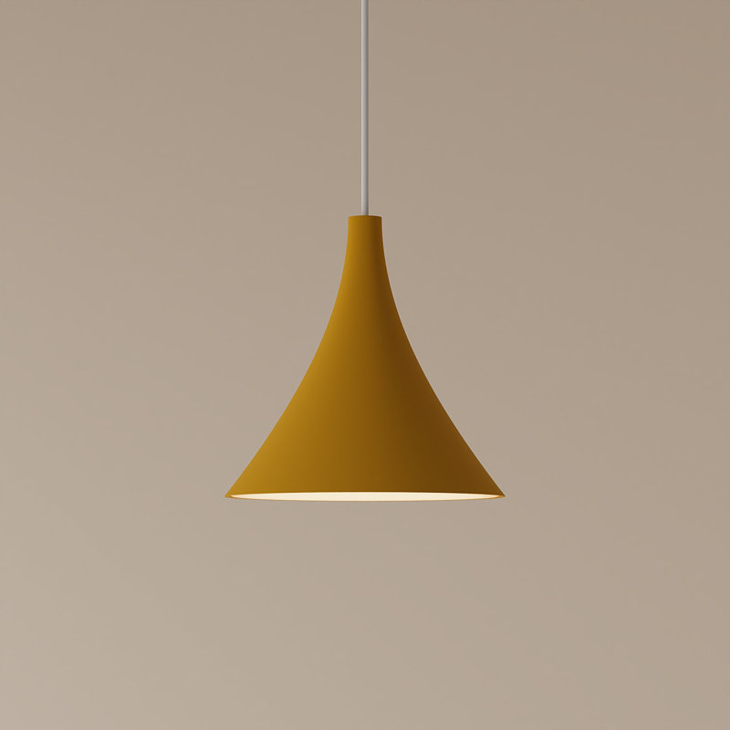 Gota Pendant Light, Mustard, White, 14" H x 9.84" W x 9.84" D
