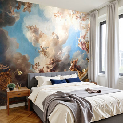 Peel and Stick Wallpaper 144" W x 100" H Modern Self Adhesive Wall Mural for Bedroom Versailles Ceiling Painting Hercules Fresco Historical Royal Art