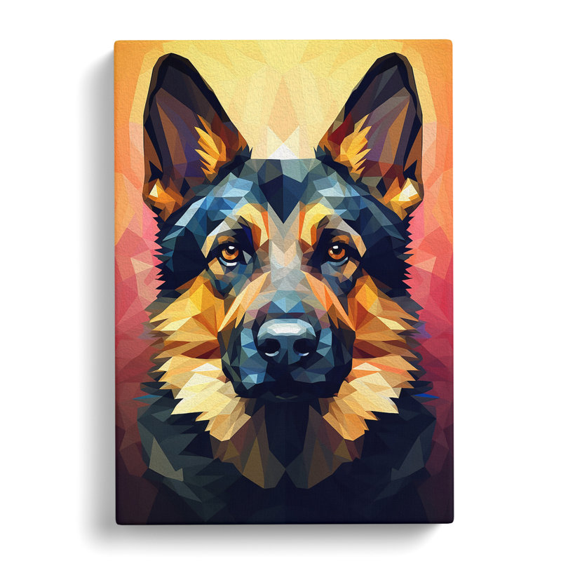 German Shepherd Geometric No.2 - Wrapped Canvas, 76cm H x 50cm W x 3cm D