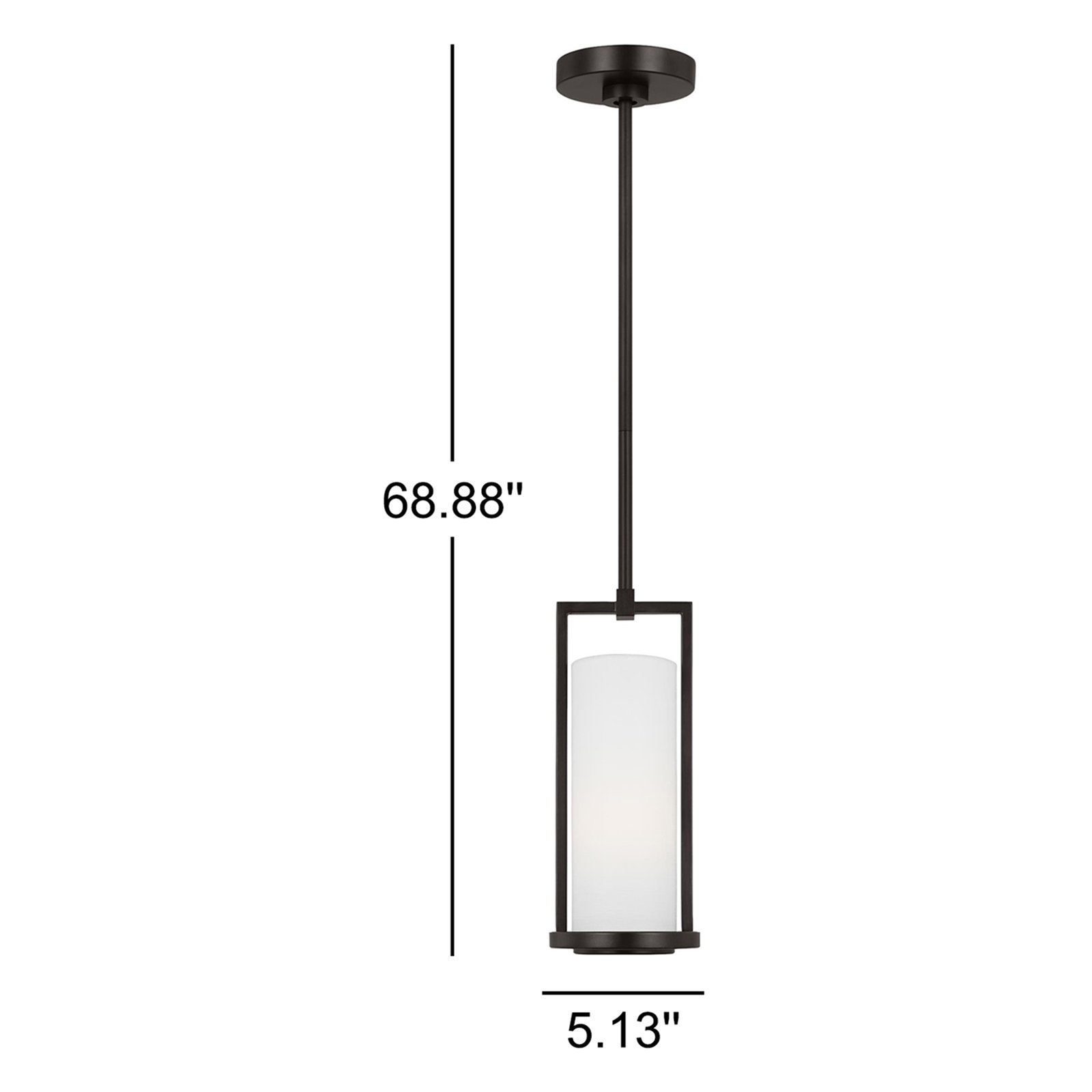 Tuomo Single Light Dimmable Pendant, Aged Iron, 12.5" H x 5.13" W x 5.13" D
