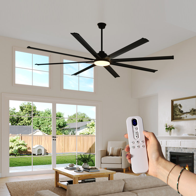 Jawanna Ceiling Fan with Light, 8-Blade Large Ceiling Fan with Remote, 6-Speed Reversible DC Motor, Indoor Outdoor Use, Dimmable 3-Color LED for Living Room, Working Room, Terrace