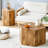 Modern Minimalist Set of Two Hexagonal Wood-Grain  Coffee Tables