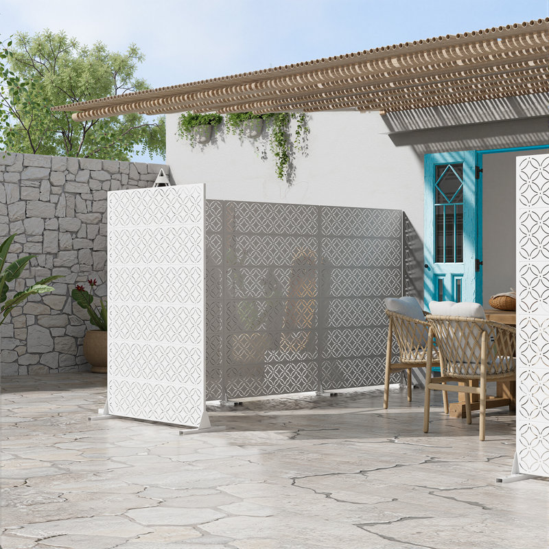 Panneau de clôture en métal pour l'extérieur, Blanc