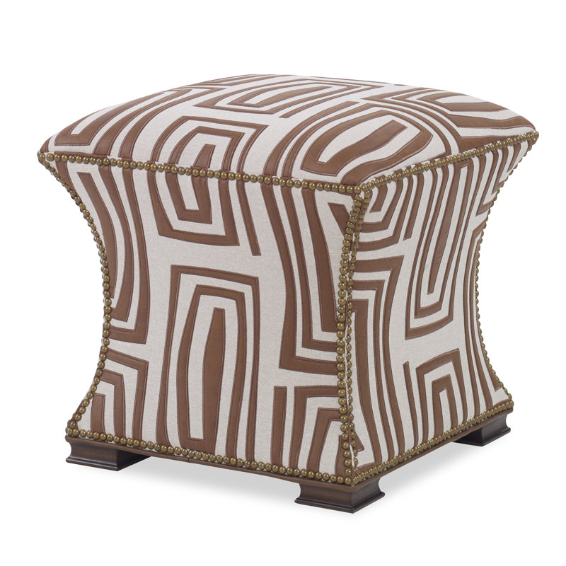 Cinched Novelty Ottoman, Antique Brass Small, Vintage Ebony, Filigree Ivory 100% Polyester