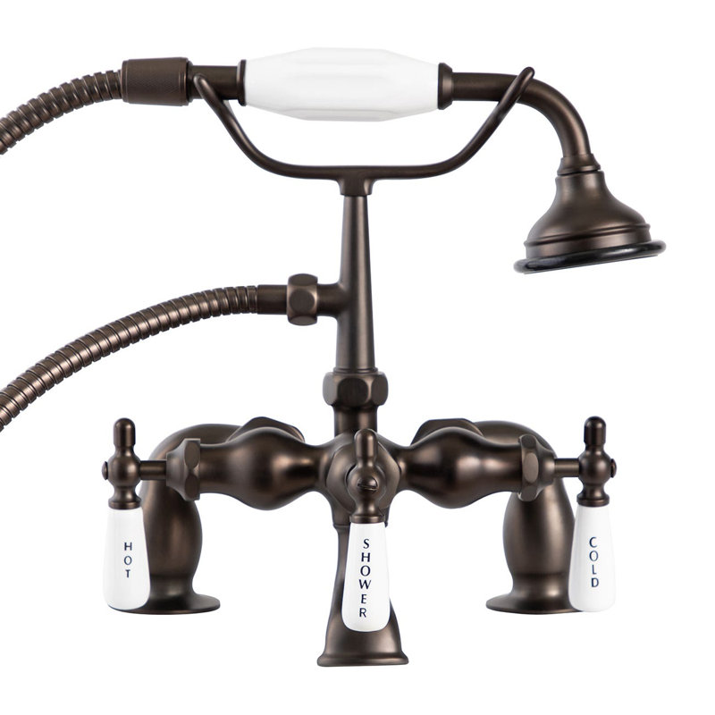 Mason Hill 3 Handle Deck Clawfoot Tub Faucet with Diverter, Black