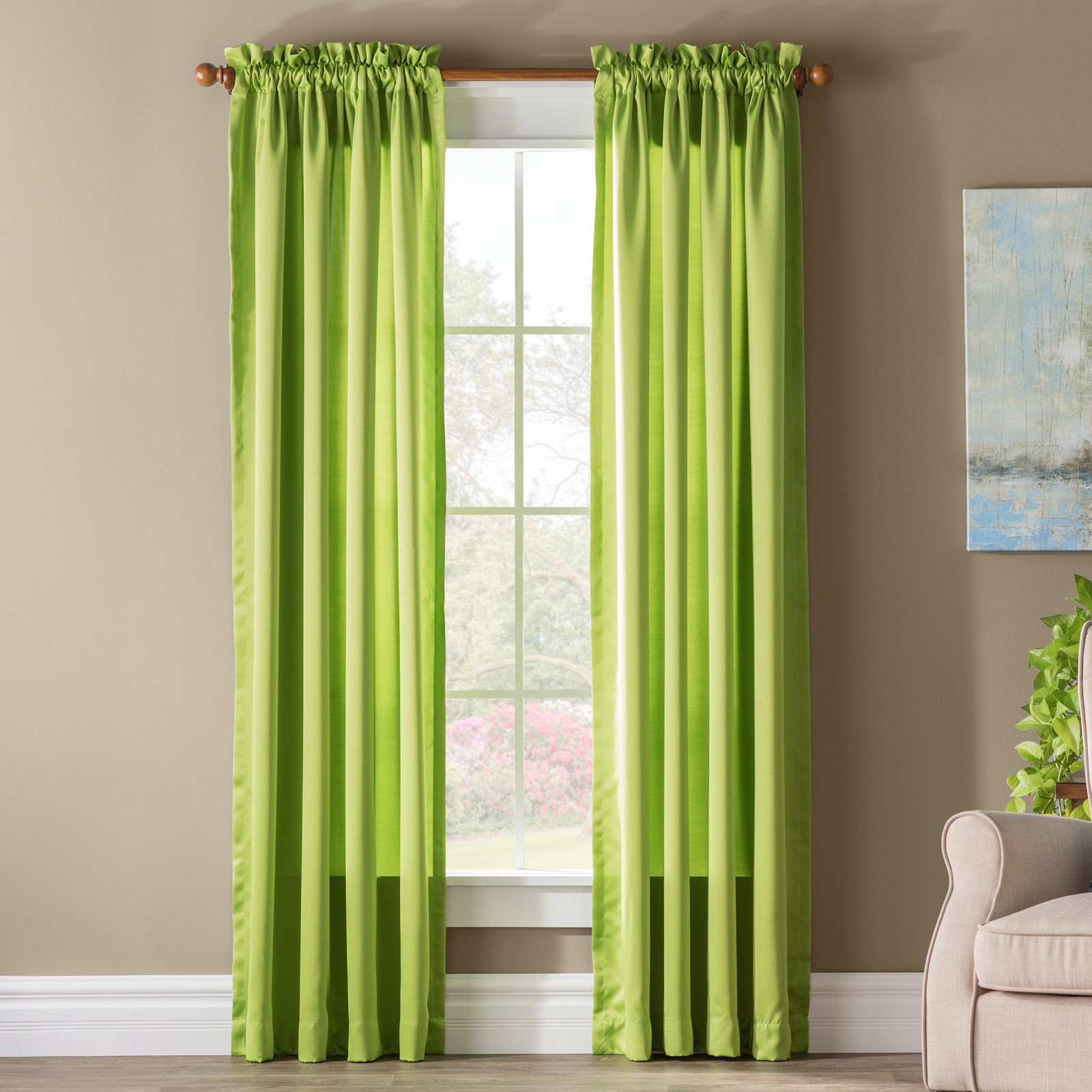 Wayfair Basics® Thermal Room Darkening Rod Pocket Curtain Panel, Lime, 54" W x 95" L