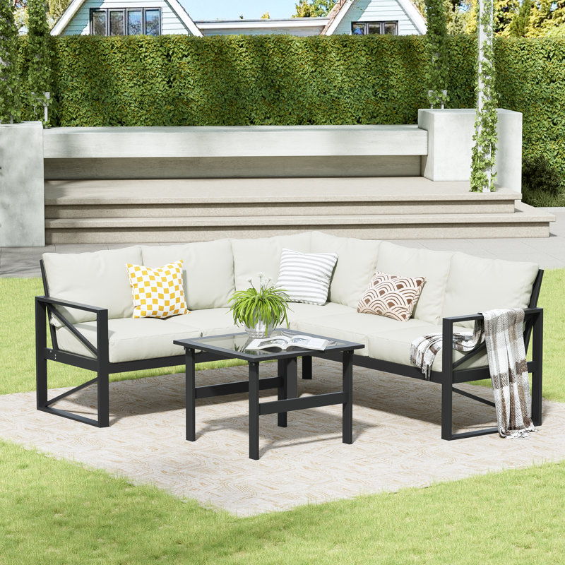 Ensemble de canapé modulaire d'extérieur 6 pièces avec coussins