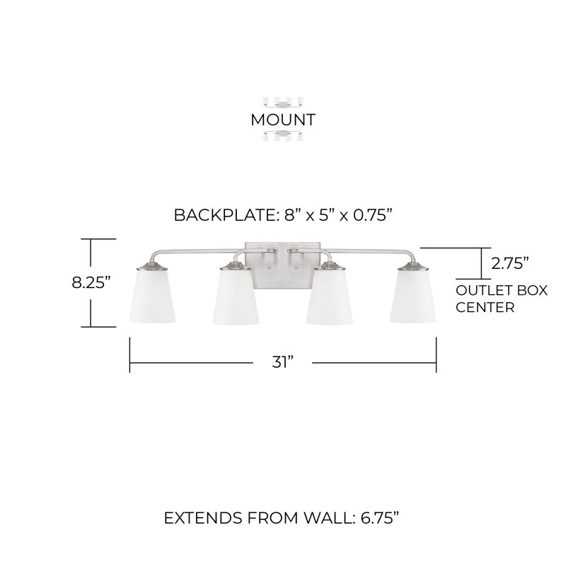 Éclairage pour meuble-lavabo 4 lumières Hakeem, Nickel brossé