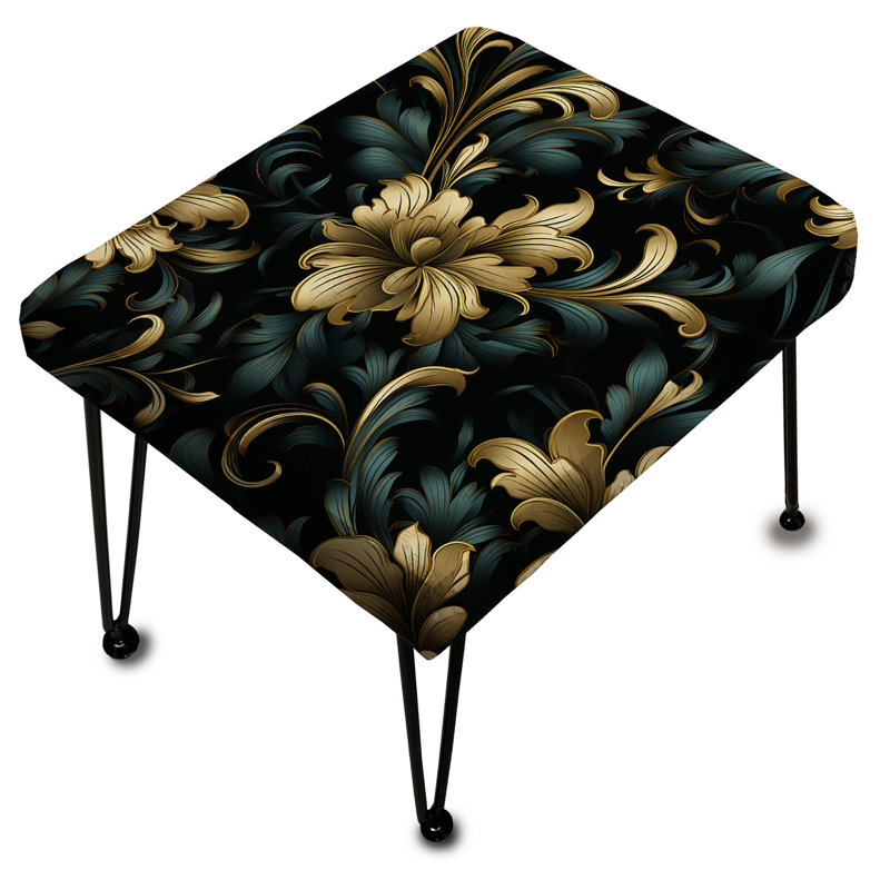 Or et vert Luxury Damask Symphony - Repose-pieds rectangulaire damassé