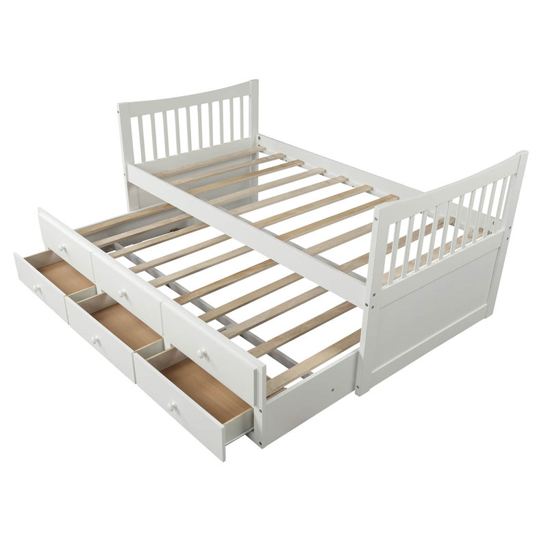 Badi Kids Twin with Trundle with Drawers, White