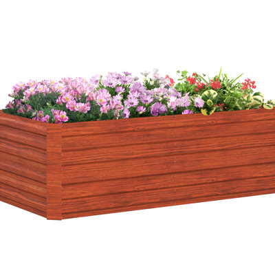 Lit de jardin surélevé galvanisé 6 pi x 3 pi x 2 pi, brun foncé. Pot à fleurs en métal pour légumes, fleurs et herbes. Lit de plante brun renforcé à fond ouvert de 6 pi x 3 pi 2 po. Espace de croissance spacieux. Eau