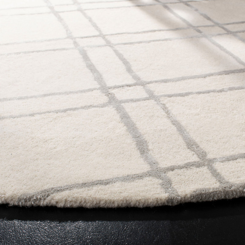 Tapis géométrique en laine touffeté à la main Milroy, Rond 6 pi