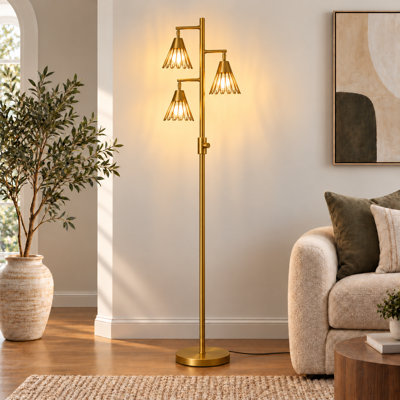 70" Dimmable Tree Floor Lamp With Glare-Free Inner Shade, 3 Bulbs Included