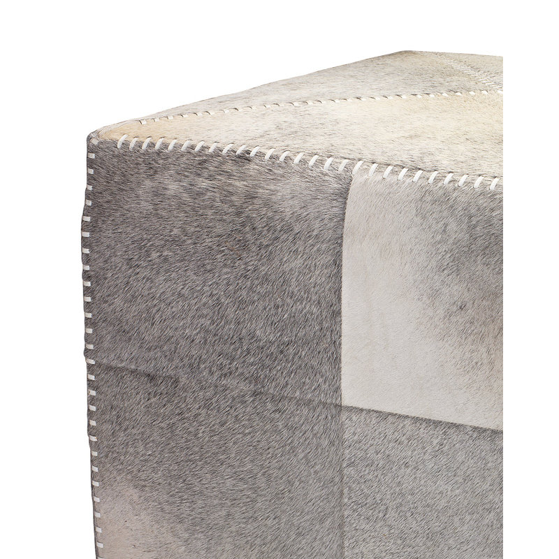 Square Pouf, Gray Hide