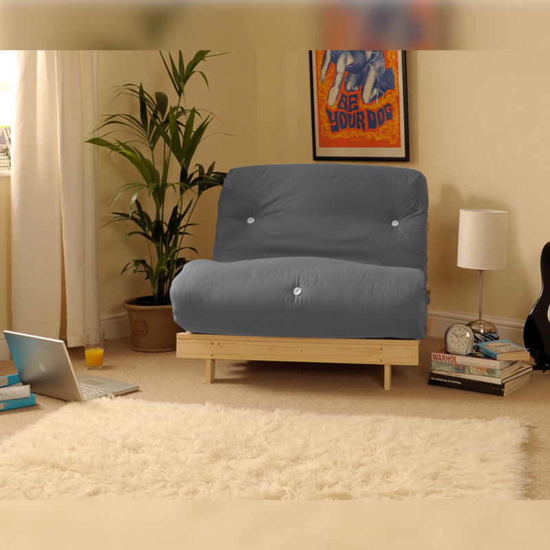 Arlete Upholstered Futon Chair, 76cm H x 76cm W x 78cm D, Grey