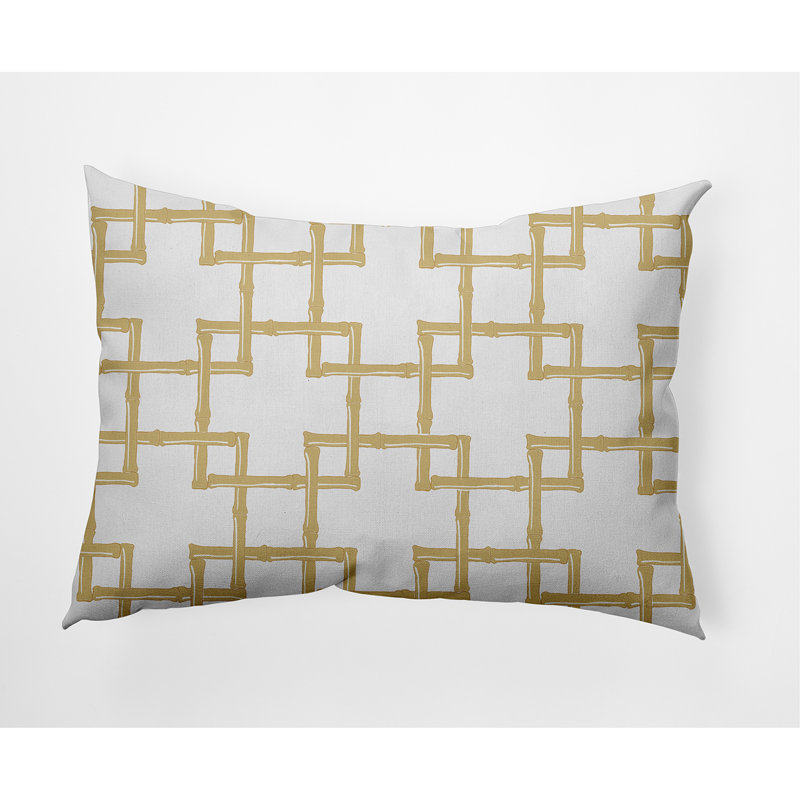 Botanical Blooms Geometric Reversible Throw Pillow, Gold