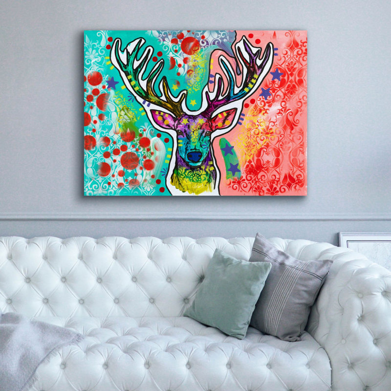 «Buck Antler» par Dean Russo, art mural sur toile, 54 po x 40 po