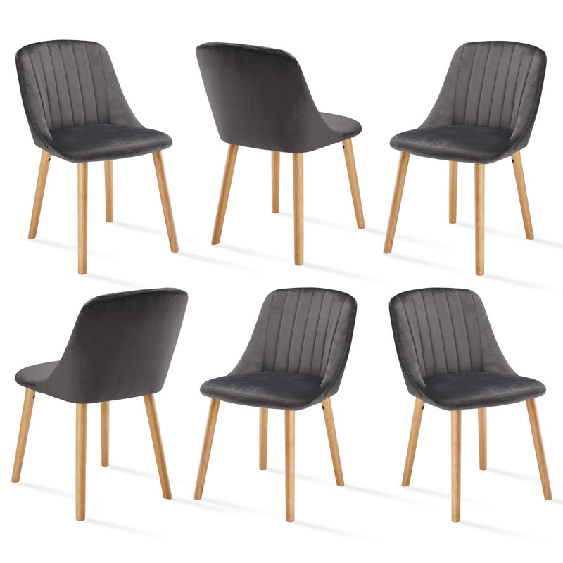 48.5cm H Upholstered Side Chair, Velvet Dark Grey