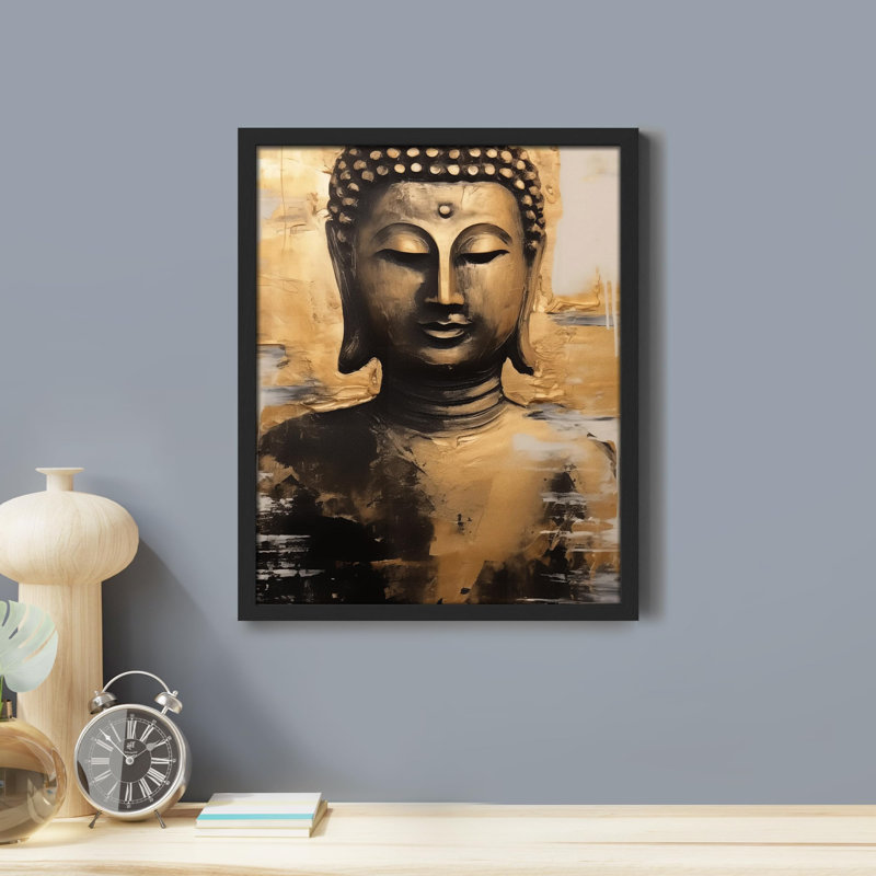 "Sculpture de Bouddha" sur papier, H 10 po x l 8 po, Noir