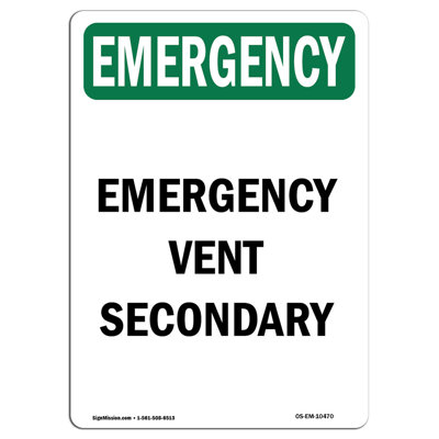 Vent Secondary Aluminum Sign 12 x 18