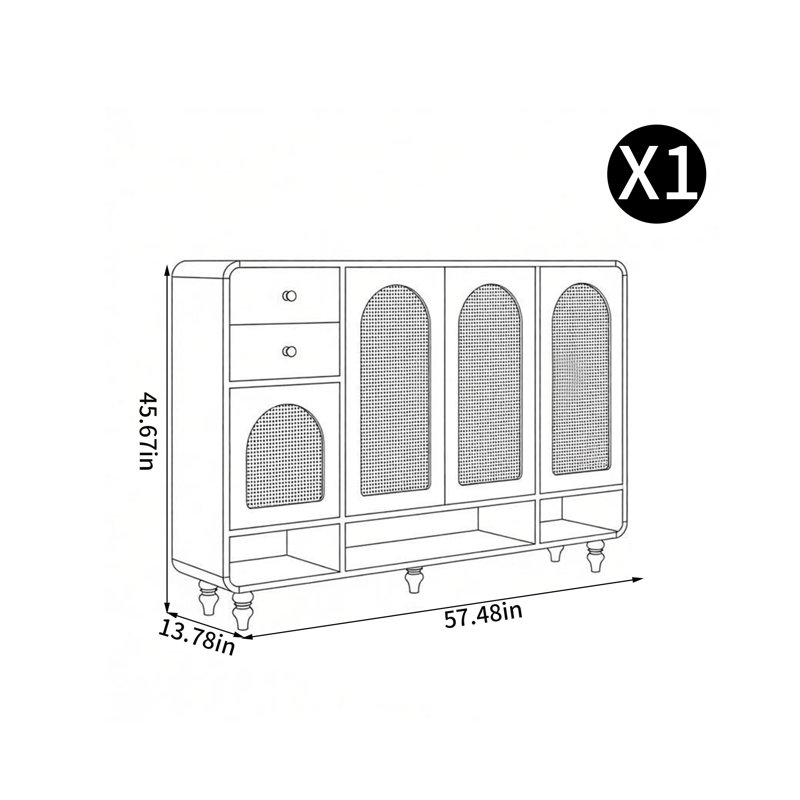 Trane, 45.67" H x 57.48" W x 13.78" D