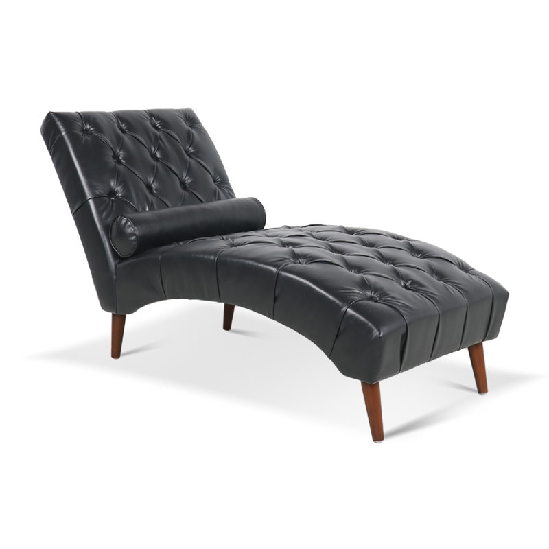 Jesica Upholstered 25.39'' Sofa, Black Faux leather
