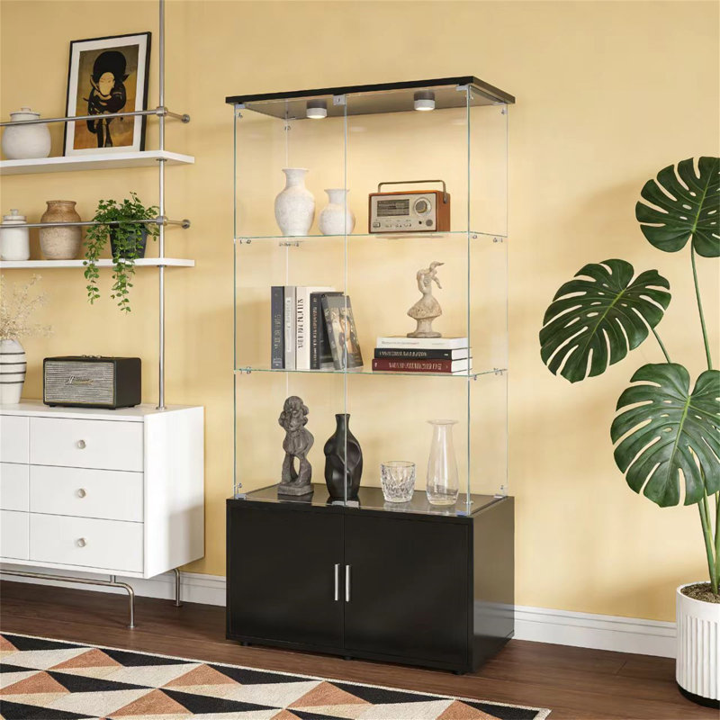 Double-Door Four-Layer Cabinet-Style Storage Cabinet, Black