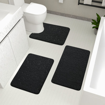 3 Piece Plush Memory Foam Bath Rug Set with Non-Slip Backing and High Absorbency