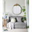 Grand miroir mural rond avec cadre en métal doré, miroir décoratif circulaire