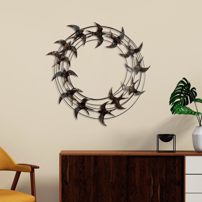 Hand-Painted Decorative Metal Wall Accessory, 34.3 x 34.3 x 2.0 inches | 100% Metal, Thickness: 0.06 inches | Unique Color Variations, Easy Wall Hanging | Perfect for Home Decor & Artistic Touches