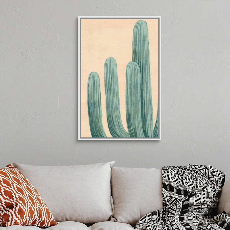 «Dusty Cacti I», reproduction d'art sur toile, H 19,7 po x l 13,7 po x P 1,75 po, Cadre flottant noir