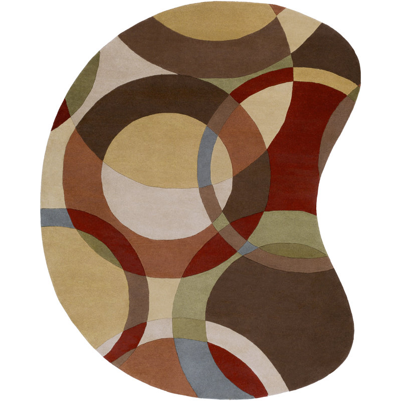 Ayeln Hand Tufted Wool Geometric Indoor Rug, Kidney 8' x 10'