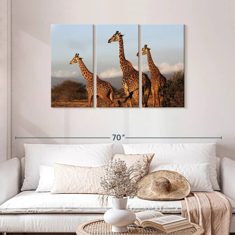 Brampt Three Brown Giraffes, H 28 po x l 45 po