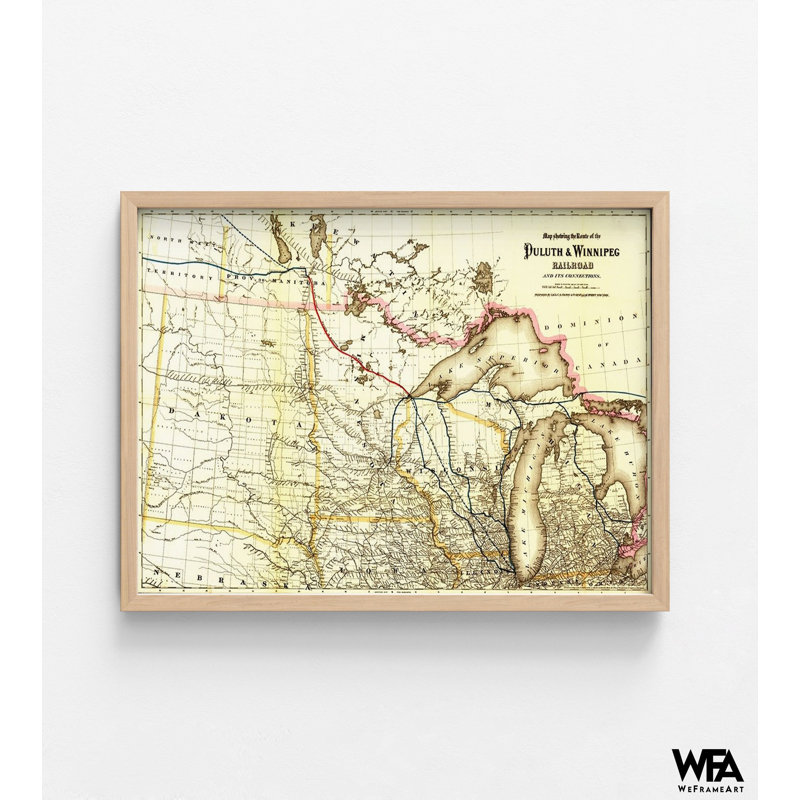 Duluth et Winnipeg Railroad 1881, impression de carte Old Winnipeg, impression de carte canadienne, décoration de maison Duluth, décoration de chambre principale, art mural de cuisine
