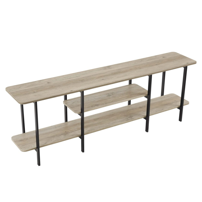 Celine 71" Console Table In Rustic Gray (3Shelf), Natural